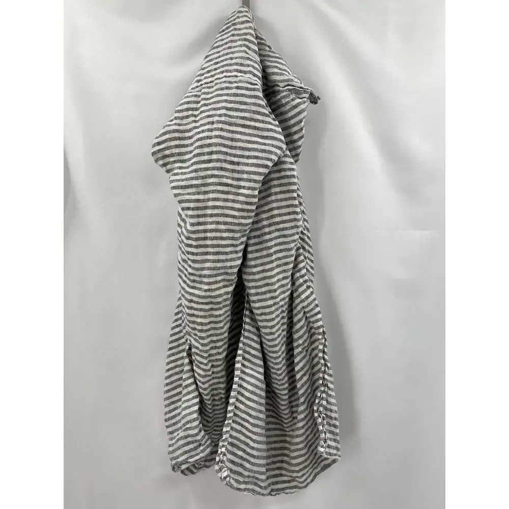 Brooklinen European Linen Gray Striped Duvet Set king/cali king